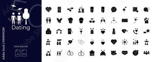 Dating Solid Editable Icons set