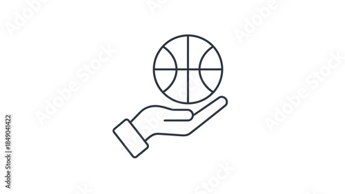 A helping hand for basketball: An outlined illustration of a hand cradling a basketball shows the support needed in the sport.
