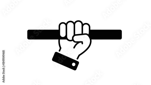 Grasping the Challenge: A monochrome illustration features a hand firmly gripping a horizontal bar, symbolizing strength and resilience.