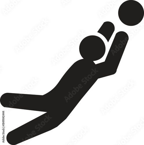 Goalkeeper Icon Catching Soccer Ball, Football Save Action, Sports Performance, Athletic Movement and Dynamic Play Illustration