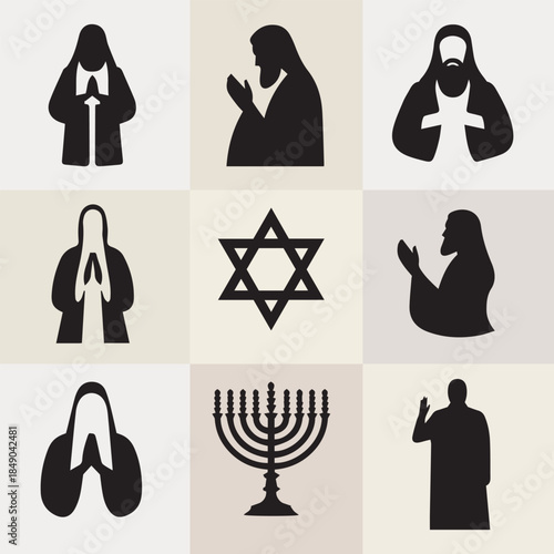 a minimalist vector art Judaism: Yahweh collection