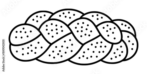 Interwoven black and white teardrop shapes pattern braided