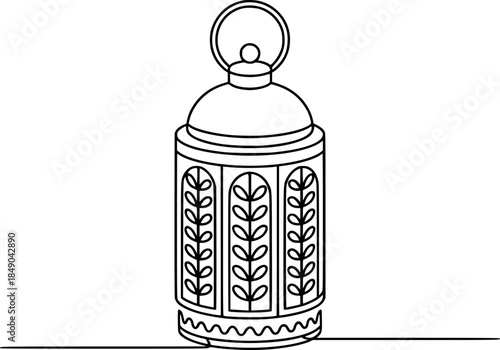 Ornate lantern with botanical patterns outline