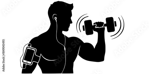 Fitness Workout Gym Podcast Listening Silhouette