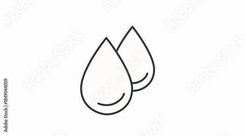 Minimalist black and white vector icon showing two drops, designed for medical, hospital, and healthcare themes. Perfect for use in health apps, hospital signage, blood donation campaigns, laboratory 