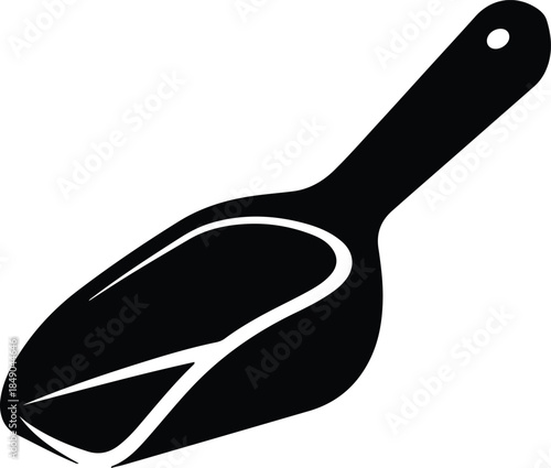 Silhouette black measuring scoop kitchen tool shovel Vector Illustration