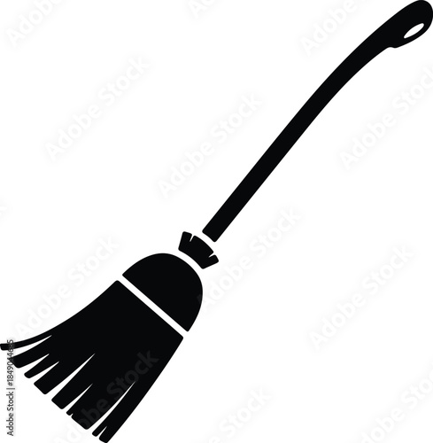 Silhouette Broom Besom Icon Symbol Graphic Vector Illustration
