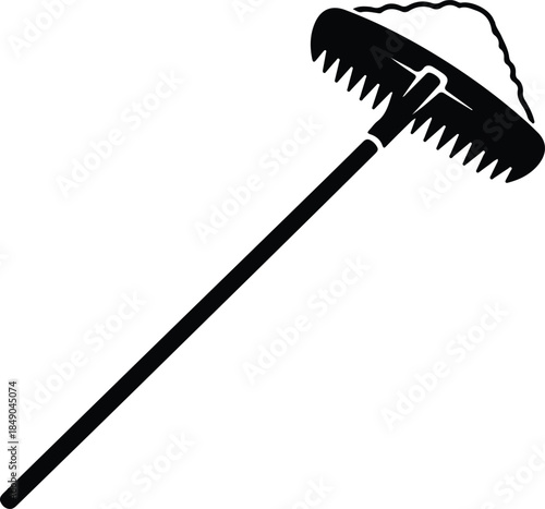 Silhouette Garden Rake Leaf Picker Tool Vector Illustration