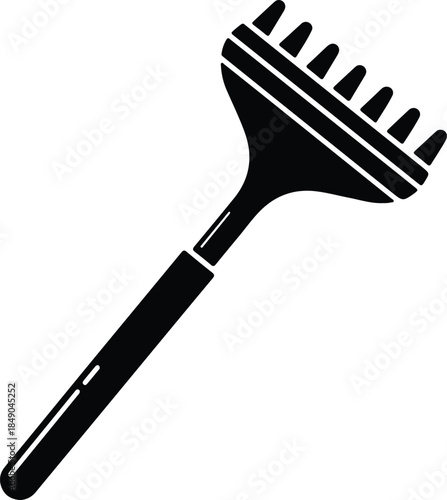Silhouette massage back scratcher tool simple black design Vector Illustration