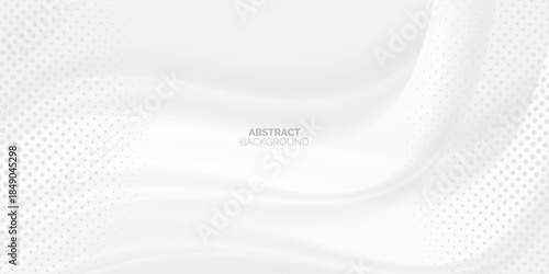 Abstract white wave background. Clean soft texture. Minimalist design. Modern concept. Suit for cover, banner, flyer, poster, booklet, brochure, website