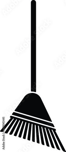 Silhouette of a broom for cleaning and sweeping Vector Illustration