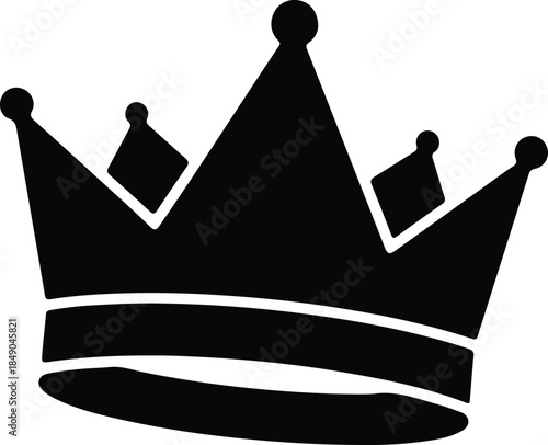 Silhouette of a royal crown with ornamental gems Vector Illustration