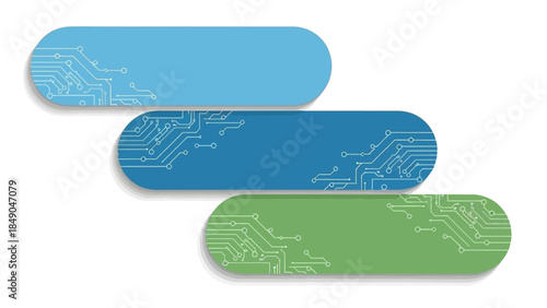 Three colorful pill shaped objects.