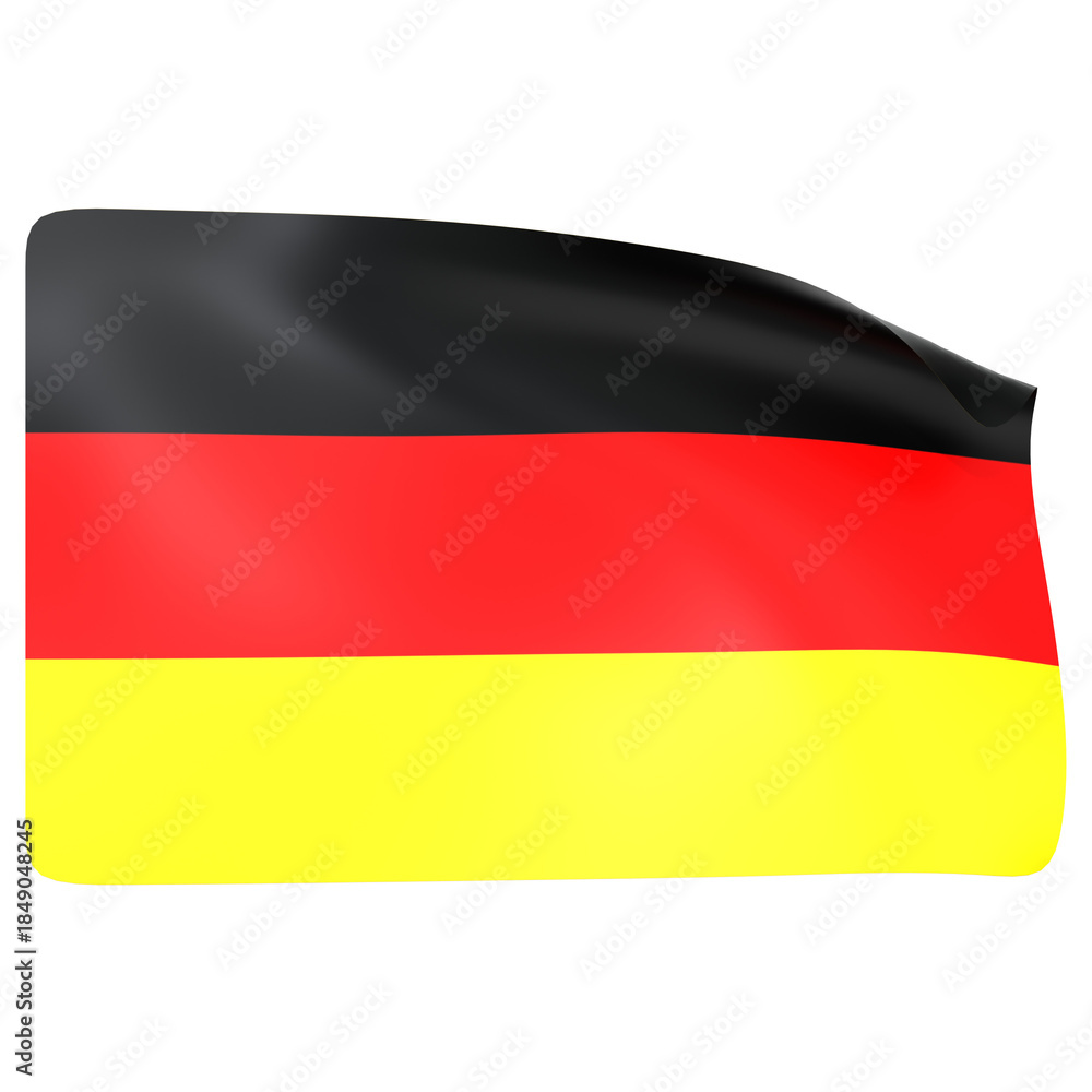 Naklejka premium The German flag fluttering in the wind 3D Icon Illustration. Low Poly Style