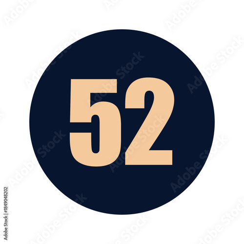 a number 52 on a blue background icon vector design