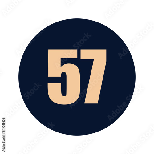 a number 57 on a blue background icon vector design