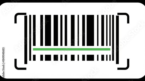 Barcode Scanning with Green Line and Scanner Brackets Digital Graphic Illustration