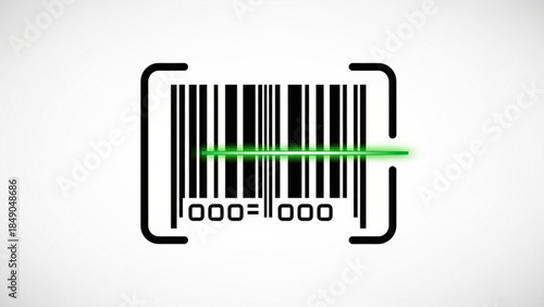 Barcode Scanning with Green Laser Line Digital Icon Isolated