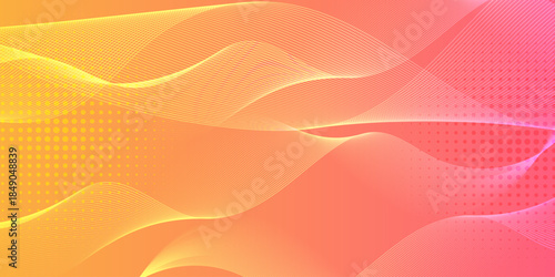 abstract background with glowing wave. Yellow moving lines design element. Modern orange gradient flowing wave lines. Futuristic technology concept.