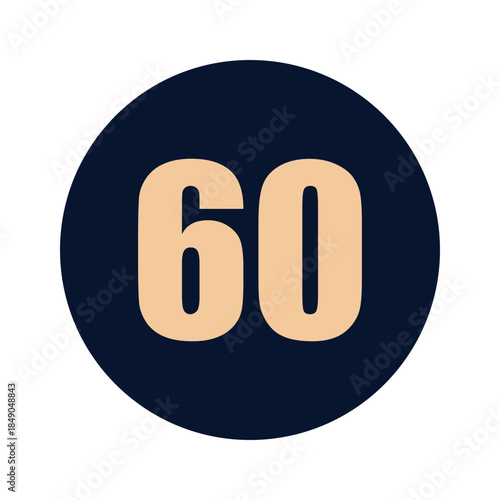 a number 60 on a blue background icon vector design