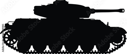 Black Silhouette of a Military Tank, silhouette, illustration, vector