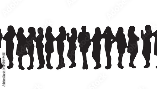 Business people , silhouettes, group of standing business men and businesswomen
