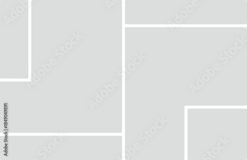 Collage template with rounded rectangles and white borders on a light gray background Keywords: collage, template, layout, grid, frames, rounded