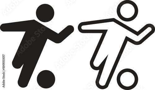 Football Player Kicking Ball Icon, Soccer Player Action, Dynamic Movement, Athletic Performance, Sports Play Illustration in Minimal Design