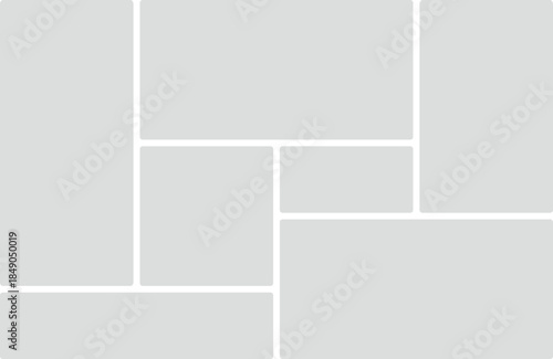 Geometric grid of rounded rectangles in light gray with white borders layout template