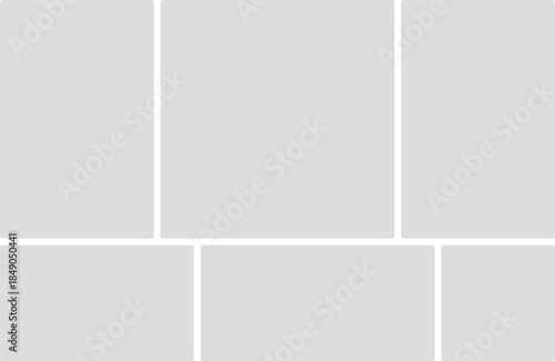 Grid layout with rounded rectangles and white borders on a light gray background Keywords: grid, layout, design, template, arrangement, composition
