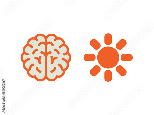 Brain and Sun Symbols Illustration