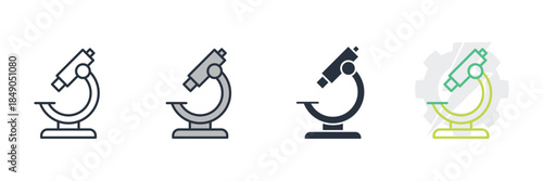 Microscope Icon. Scientific Research, Laboratory Analysis and Medical Testing Symbol