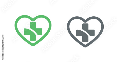 Heart with Medical Cross Symbols
