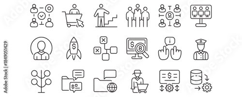 Business icons for marketing, technology, and communication needs