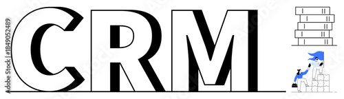 Business strategy, customer data, workforce productivity, digital marketing, client engagement, organizational tools. CRM text with books and individual in analysis. Business strategy and customer