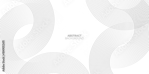 Abstract white background with black circle rings. Modern black circle lines pattern. Futuristic technology concept. Suit for cover, poster, banner, brochure, header, website