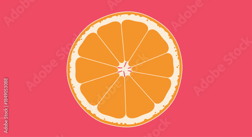 Bright orange slice on a vivid pink background showcases fresh citrus color and modern playful design for food branding and editorial use.