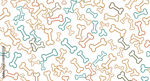 Pastel bone silhouettes scatter across a light background to create a cheerful repeating pattern perfect for pet themed designs.