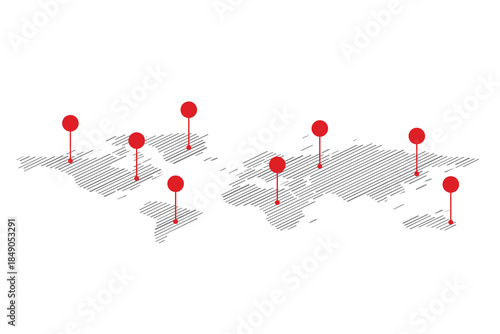 World Map with Infographic Markers Vector