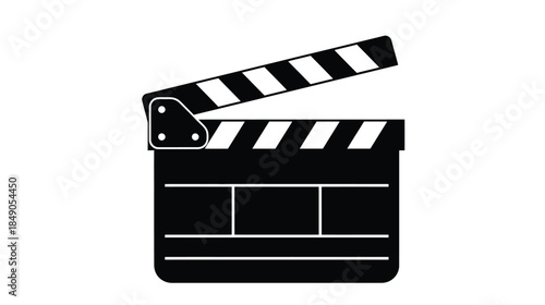 Black and white clapperboard icon representing the film and television industry