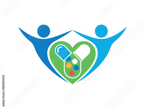 Healthcare logo with people and heart