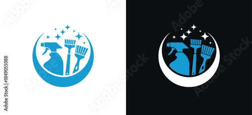 Cleaning Service Logo with Tools