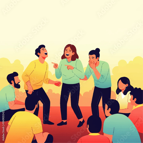 Group of diverse people laughing and sharing a joyful moment together outdoors