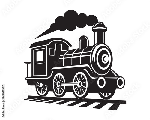 retro locomotive black silhouette vector illustration, vintage steam locomotive silhouette, classic diesel locomotive silhouette vector design, retro locomotive silhouette, vintage locomotive 