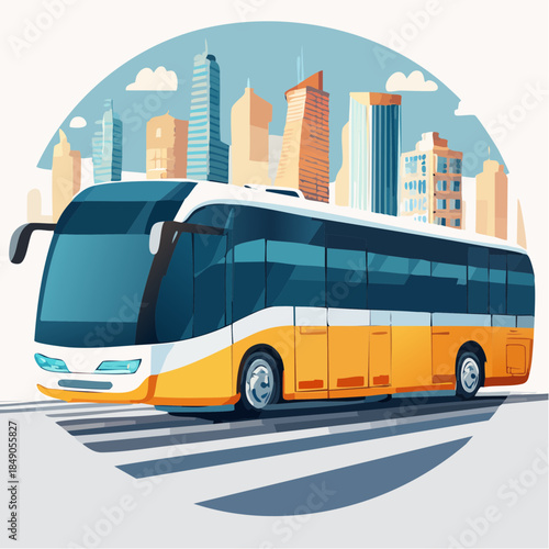 Yellow bus on a city street