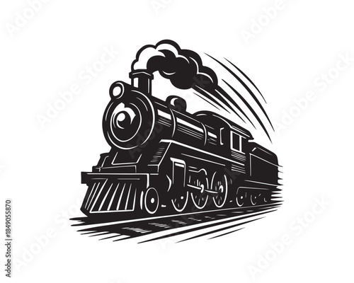 retro locomotive black silhouette vector illustration, vintage steam locomotive silhouette, classic diesel locomotive silhouette vector design, retro locomotive silhouette, vintage locomotive 
