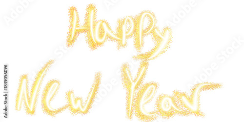 Happy new year yellow glitter