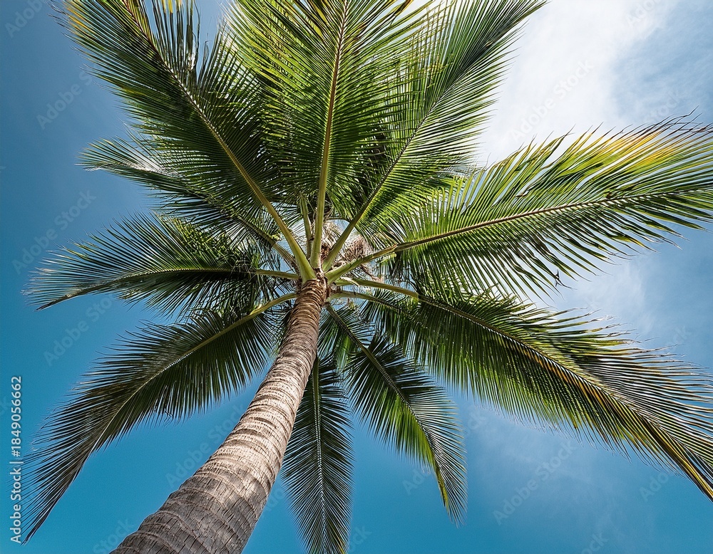 Fototapeta premium a tall and lush palm tree with vibrant green fronds perfect for tropical and nature themed designs