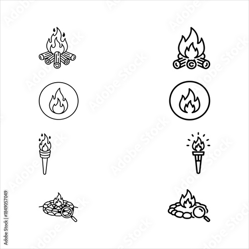 A Dynamic Burning Fire Icon Symbol, Showcasing Heat and Energy Power in a Flat Design Minimalist Vector for Warning Danger Success Passion Warmth Fuel Combustion.