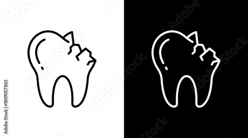 Broken Tooth With Icon Set Design